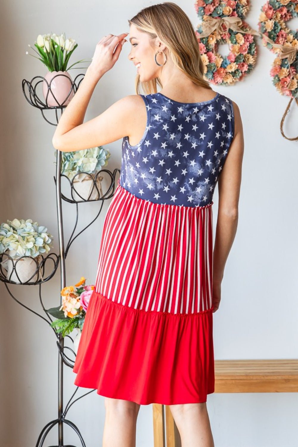 Heimish Full Size US Flag Theme Contrast Tank Dress | American Dress - Mighty Lifestyle