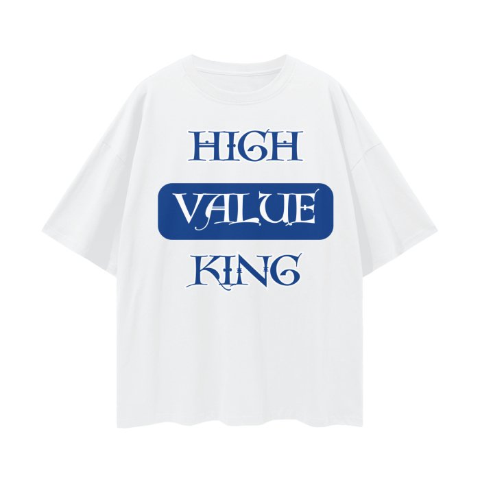 High Value King in Royal Blue and White HBCU Culture Shirt Oversize Tee - Mighty Lifestyle