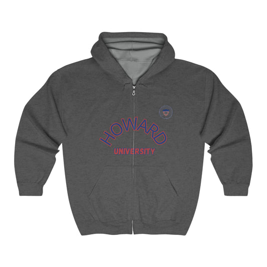 Howard University, H, HBCU Football, HomeComing, Class HBCU Football, Black Excellence, Unisex Heavy Blend™ Full Zip Hooded Sweatshirt - Mighty Lifestyle