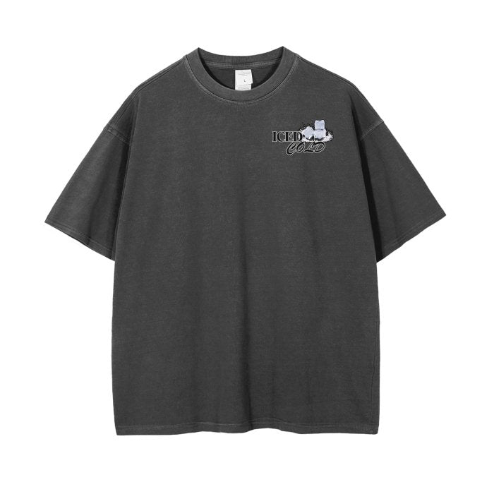 Iced Cold Mighty Lifestyle Unisex Drop Shoulder Stone Wash T-Shirt - Mighty Lifestyle