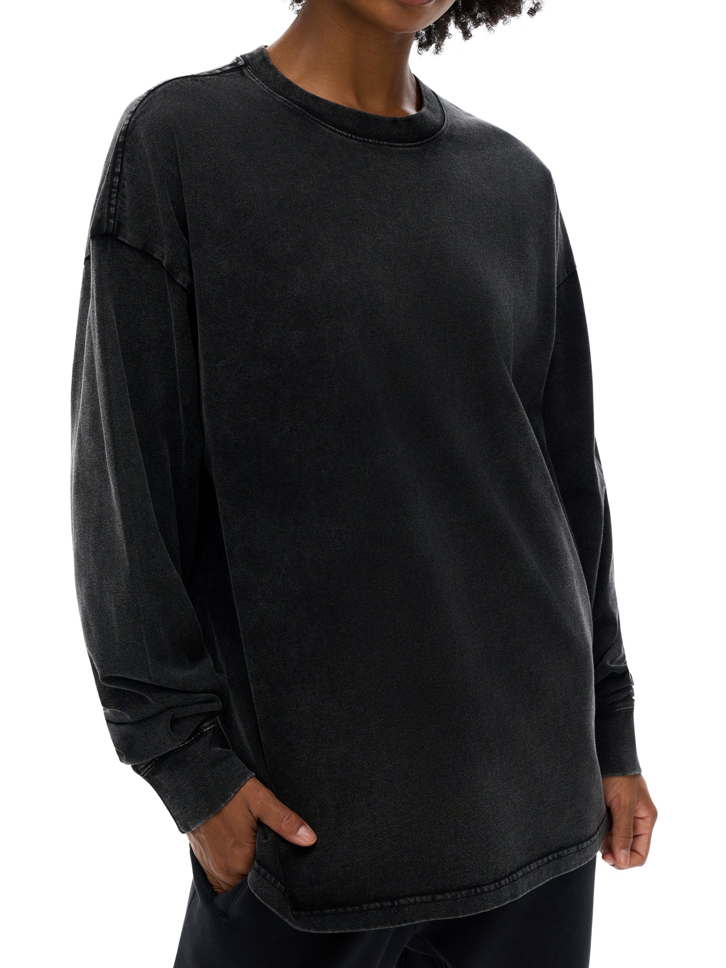 ML Faith-Based Oversized Washed Long Sleeve Shirt – Unisex 100% Cotton Christian Streetwear for Spring & Fall