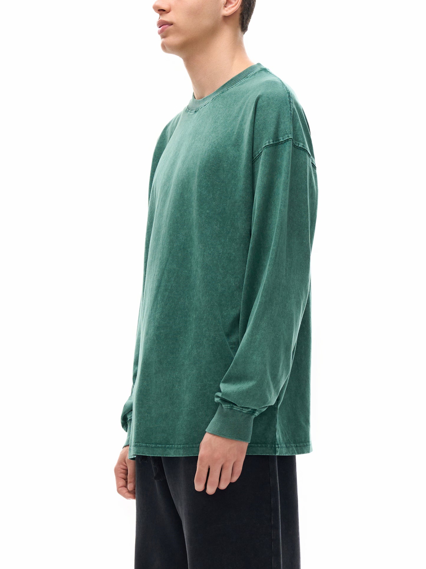 ML Faith-Based Oversized Washed Long Sleeve Shirt – Unisex 100% Cotton Christian Streetwear for Spring & Fall