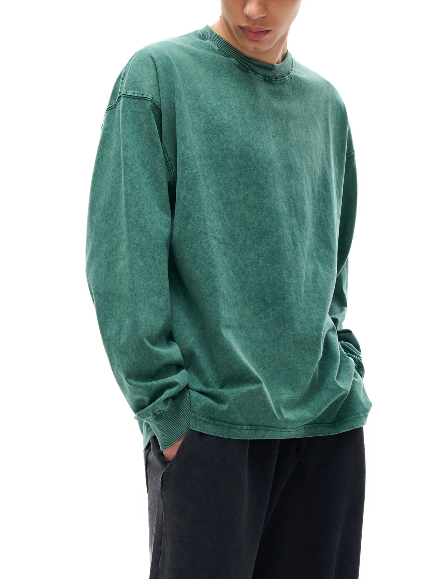 ML Faith-Based Oversized Washed Long Sleeve Shirt – Unisex 100% Cotton Christian Streetwear for Spring & Fall