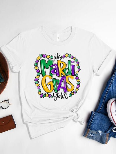 IT'S MARDI GRAS Y'ALL Round Neck T-Shirt - Mighty Lifestyle