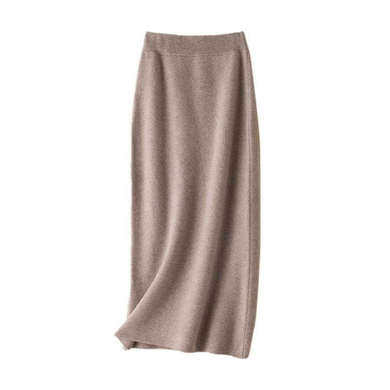 Jacques Jean Coutre High Waisted Knitted Skirt pure wool knitted one - step skir cashmere mid length skirt - Mighty Lifestyle