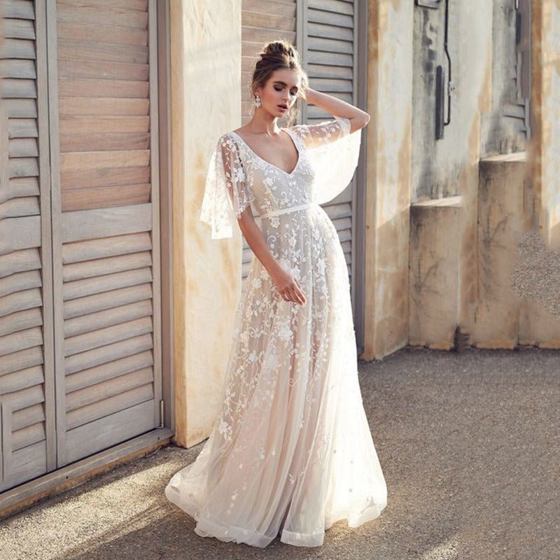 Lauren Elegance | Elegant and sexy lace V - neck backless dress Prom Dress Homecoming Dress - Mighty Lifestyle