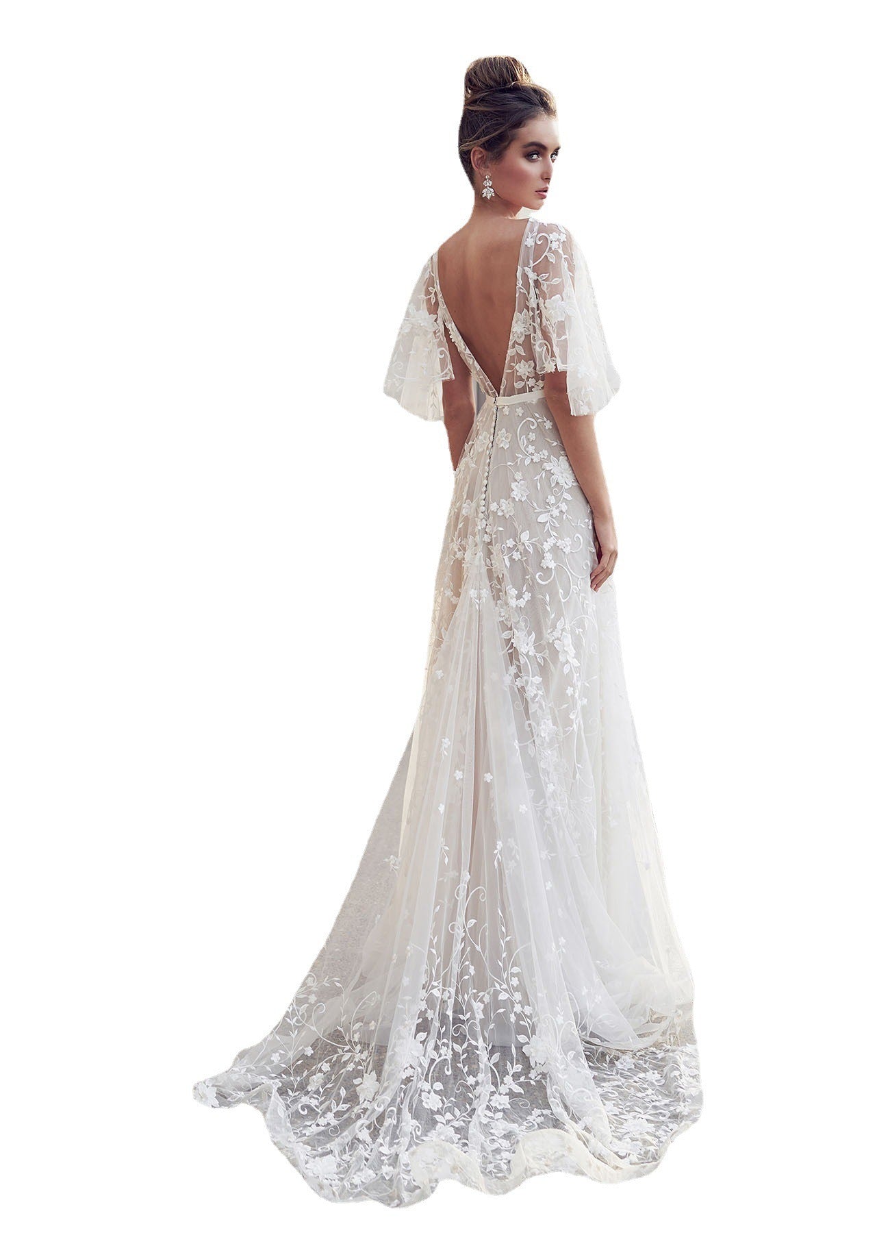 Lauren Elegance | Elegant and sexy lace V - neck backless dress Prom Dress Homecoming Dress - Mighty Lifestyle