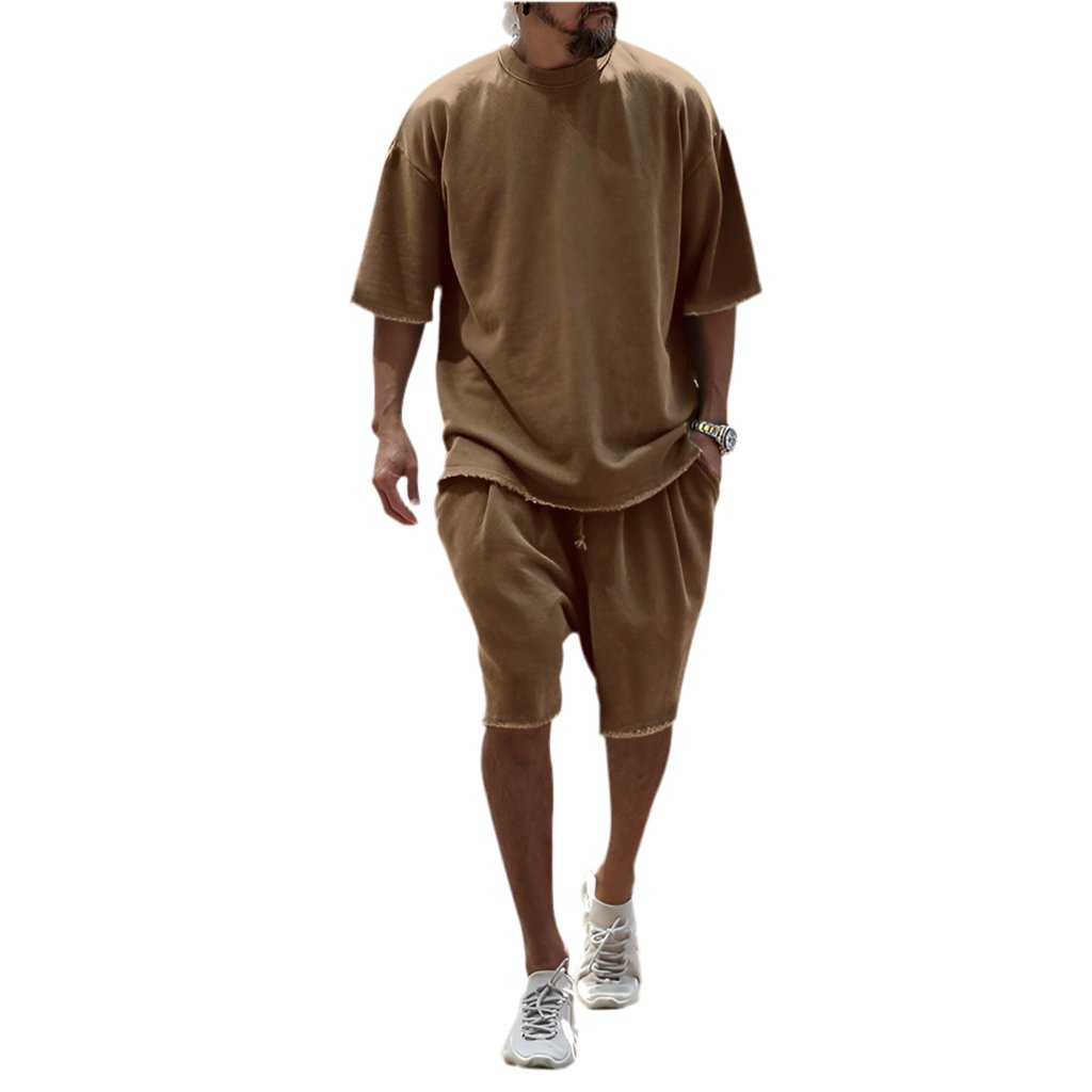 Leonard Shorts Set for Men | Cruise Outfit | Vacation Outfit | Sports Casual Loose Short Sleeved Shirt & Shorts | Trendy Men’s Clothing | Minimalist Outfit - Mighty Lifestyle