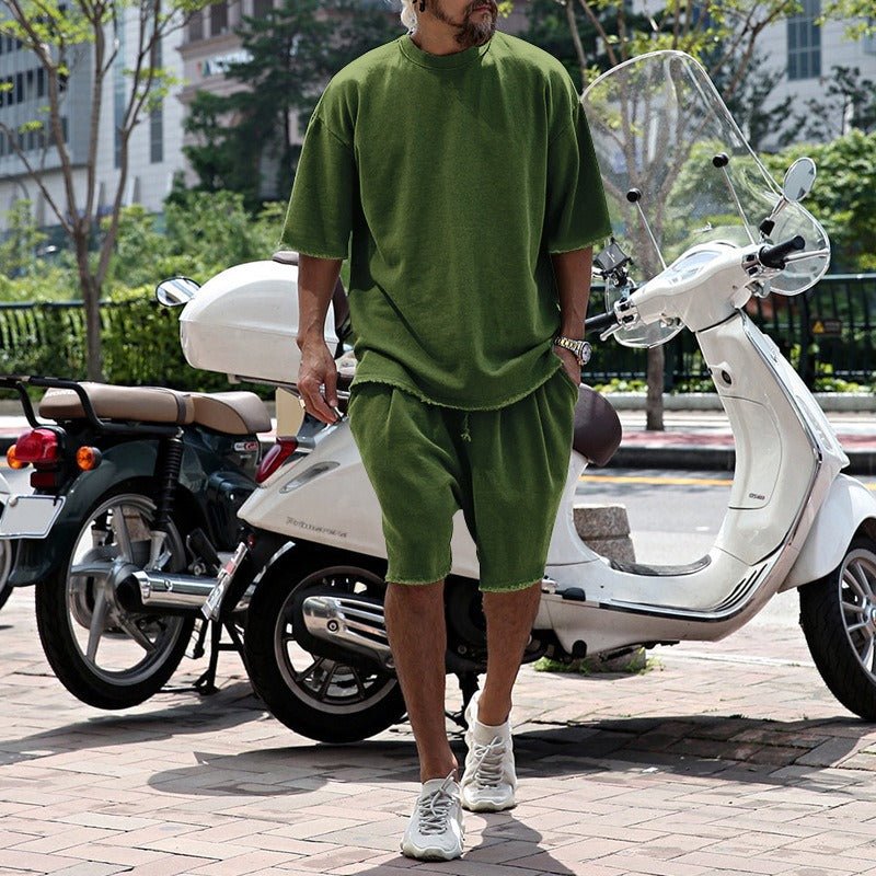 Leonard Shorts Set for Men | Cruise Outfit | Vacation Outfit | Sports Casual Loose Short Sleeved Shirt & Shorts | Trendy Men’s Clothing | Minimalist Outfit - Mighty Lifestyle