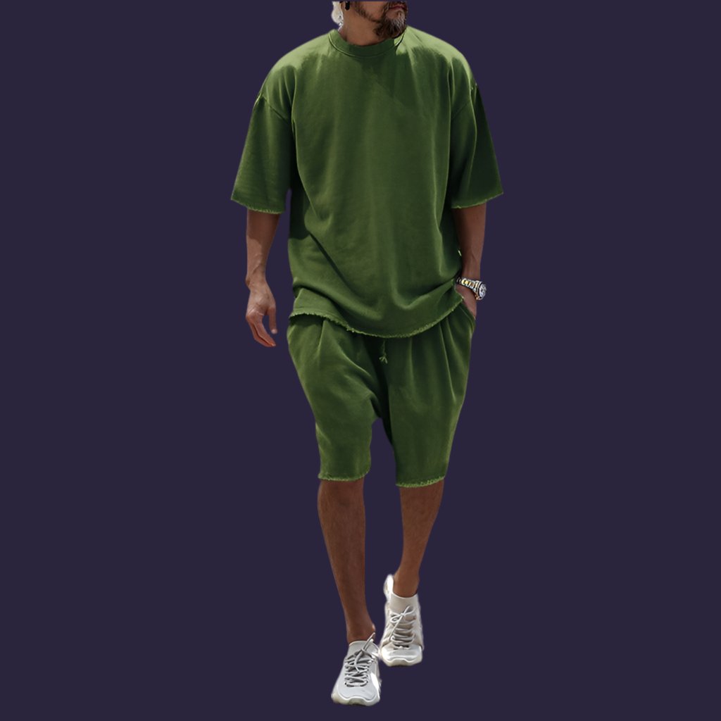 Leonard Shorts Set for Men | Cruise Outfit | Vacation Outfit | Sports Casual Loose Short Sleeved Shirt & Shorts | Trendy Men’s Clothing | Minimalist Outfit - Mighty Lifestyle