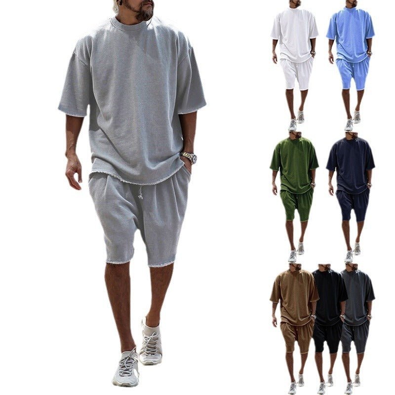 Leonard Shorts Set for Men | Cruise Outfit | Vacation Outfit | Sports Casual Loose Short Sleeved Shirt & Shorts | Trendy Men’s Clothing | Minimalist Outfit - Mighty Lifestyle