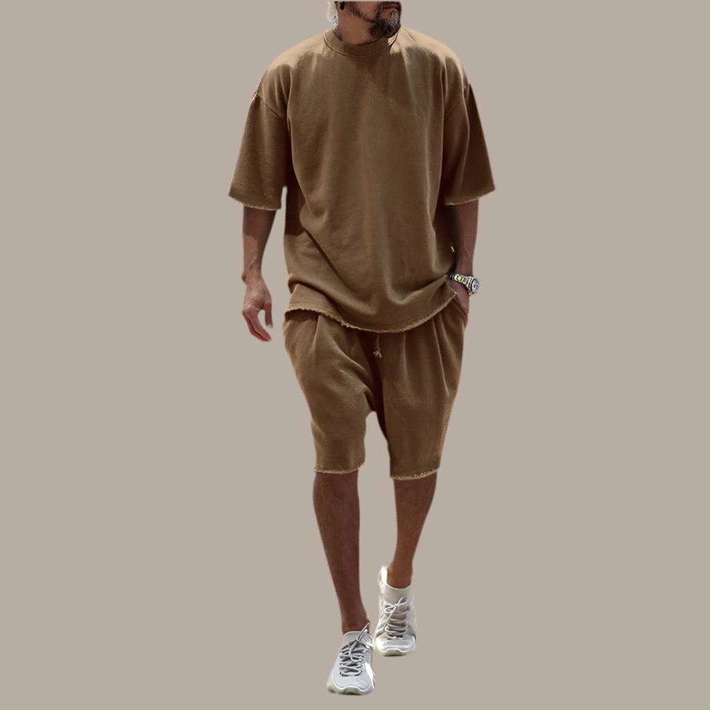 Leonard Shorts Set for Men | Cruise Outfit | Vacation Outfit | Sports Casual Loose Short Sleeved Shirt & Shorts | Trendy Men’s Clothing | Minimalist Outfit - Mighty Lifestyle