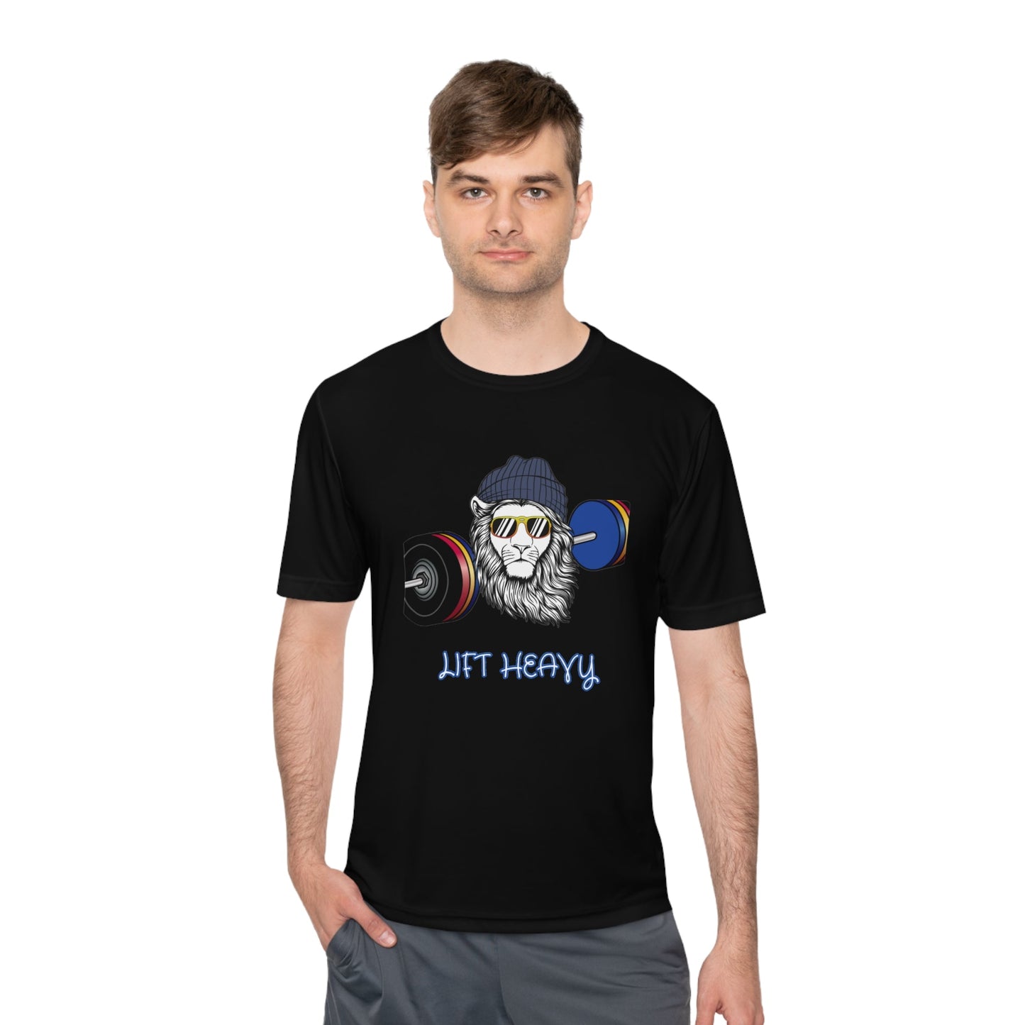 Lift Heavy, Gym Tee, Work Out Shirt, Crossfit, Lift Iron, Exercise shirt, Gym outfit, Unisex Moisture Wicking Tee, Gift, Jog, Run Tee - Mighty Lifestyle