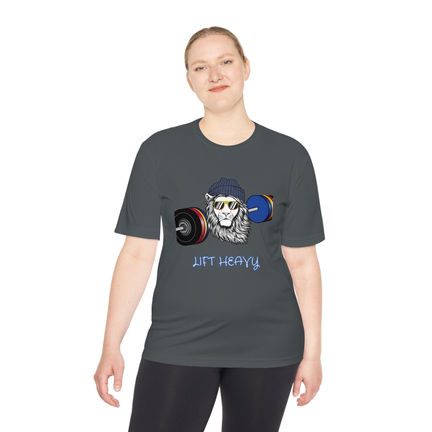 Lift Heavy, Gym Tee, Work Out Shirt, Crossfit, Lift Iron, Exercise shirt, Gym outfit, Unisex Moisture Wicking Tee, Gift, Jog, Run Tee - Mighty Lifestyle