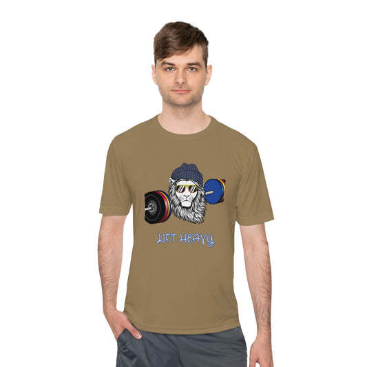 Lift Heavy, Gym Tee, Work Out Shirt, Crossfit, Lift Iron, Exercise shirt, Gym outfit, Unisex Moisture Wicking Tee, Gift, Jog, Run Tee - Mighty Lifestyle