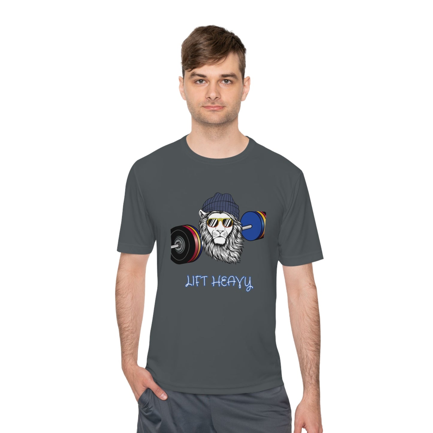 Lift Heavy, Gym Tee, Work Out Shirt, Crossfit, Lift Iron, Exercise shirt, Gym outfit, Unisex Moisture Wicking Tee, Gift, Jog, Run Tee - Mighty Lifestyle