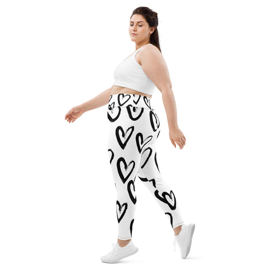Love Leggings | Heart Tights | Valentine Leggings | All - Over Print Plus Size Leggings - Mighty Lifestyle