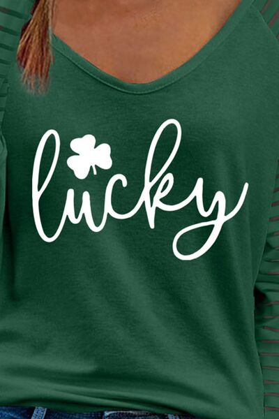 LUCKY V - Neck Raglan Sleeve Blouse - Mighty Lifestyle