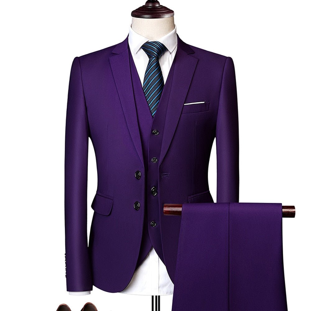 Malcolm Suit | Wedding Prom Suit | Green Slim Fit Tuxedo Men Formal Business Work Wear Suits 3Pcs Set (Jacket+Pants+Vest) - Mighty Lifestyle