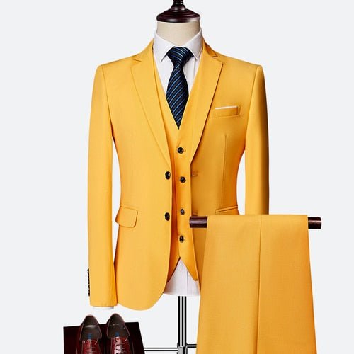 Malcolm Suit | Wedding Prom Suit | Green Slim Fit Tuxedo Men Formal Business Work Wear Suits 3Pcs Set (Jacket+Pants+Vest) - Mighty Lifestyle