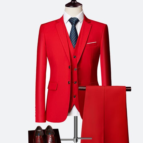 Malcolm Suit | Wedding Prom Suit | Green Slim Fit Tuxedo Men Formal Business Work Wear Suits 3Pcs Set (Jacket+Pants+Vest) - Mighty Lifestyle