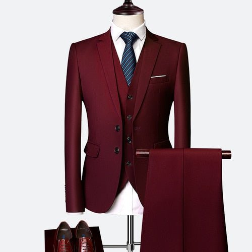 Malcolm Suit | Wedding Prom Suit | Green Slim Fit Tuxedo Men Formal Business Work Wear Suits 3Pcs Set (Jacket+Pants+Vest) - Mighty Lifestyle