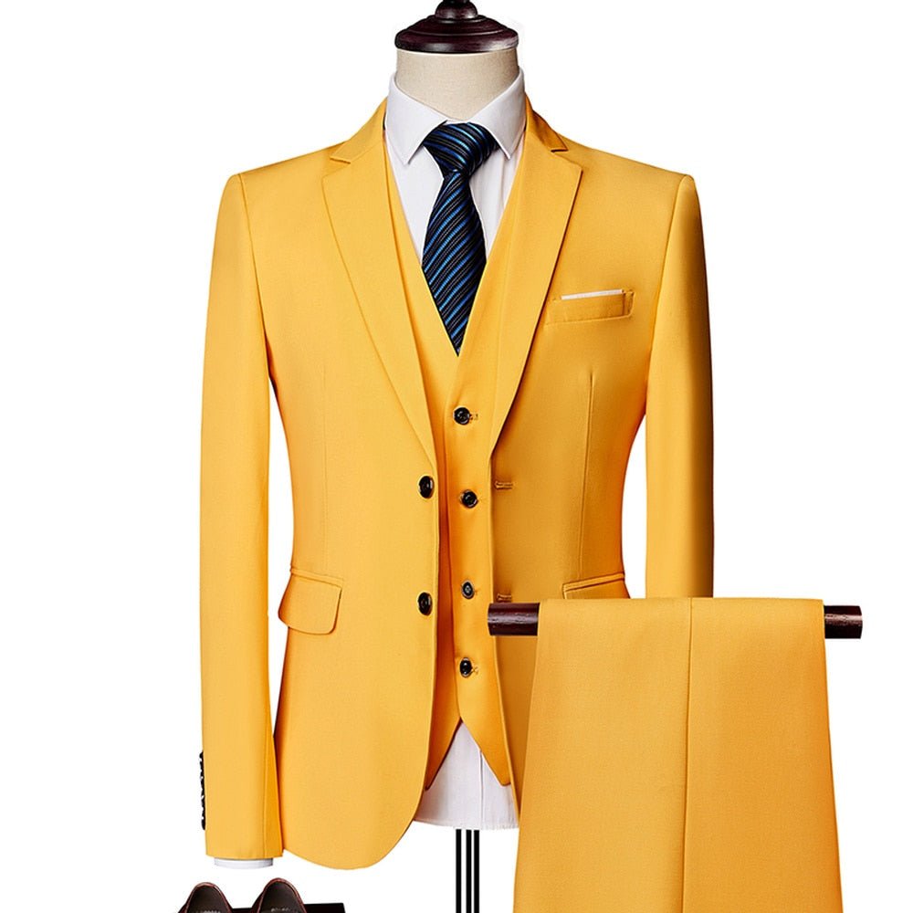 Malcolm Suit | Wedding Prom Suit | Green Slim Fit Tuxedo Men Formal Business Work Wear Suits 3Pcs Set (Jacket+Pants+Vest) - Mighty Lifestyle