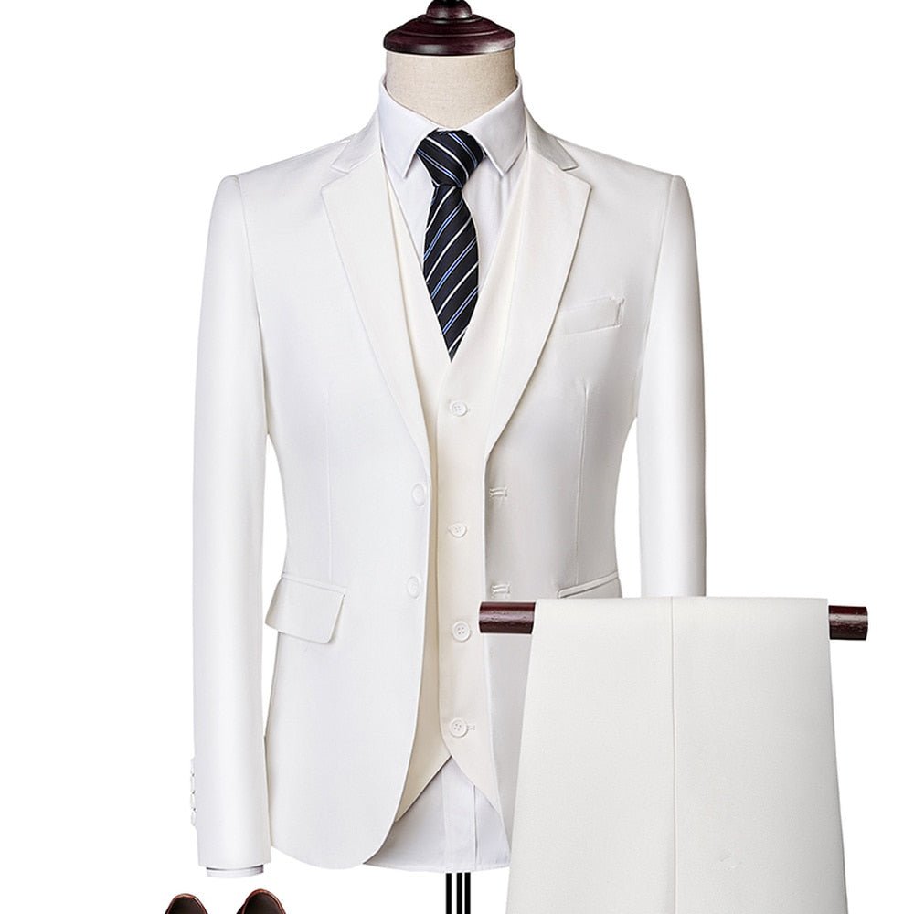 Malcolm Suit | Wedding Prom Suit | Green Slim Fit Tuxedo Men Formal Business Work Wear Suits 3Pcs Set (Jacket+Pants+Vest) - Mighty Lifestyle