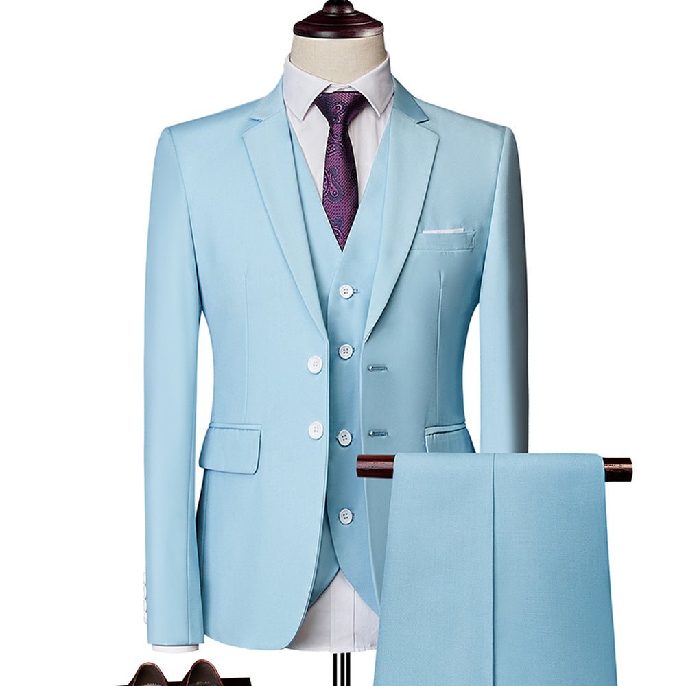 Malcolm Suit | Wedding Prom Suit | Green Slim Fit Tuxedo Men Formal Business Work Wear Suits 3Pcs Set (Jacket+Pants+Vest) - Mighty Lifestyle