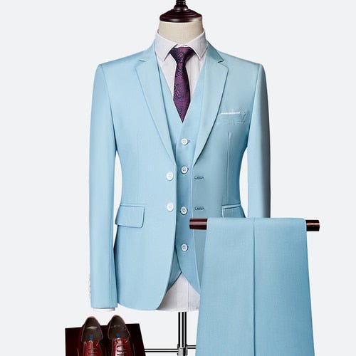 Malcolm Suit | Wedding Prom Suit | Green Slim Fit Tuxedo Men Formal Business Work Wear Suits 3Pcs Set (Jacket+Pants+Vest) - Mighty Lifestyle