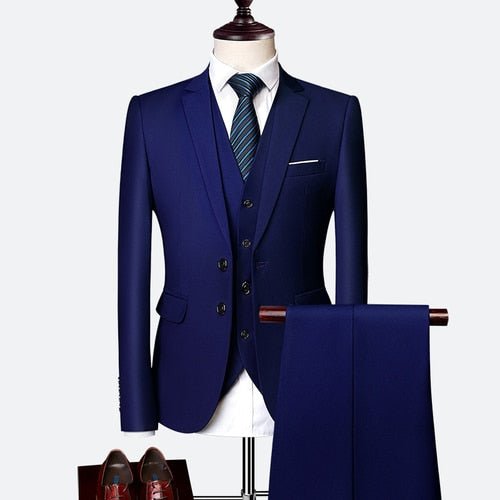 Malcolm Suit | Wedding Prom Suit | Green Slim Fit Tuxedo Men Formal Business Work Wear Suits 3Pcs Set (Jacket+Pants+Vest) - Mighty Lifestyle