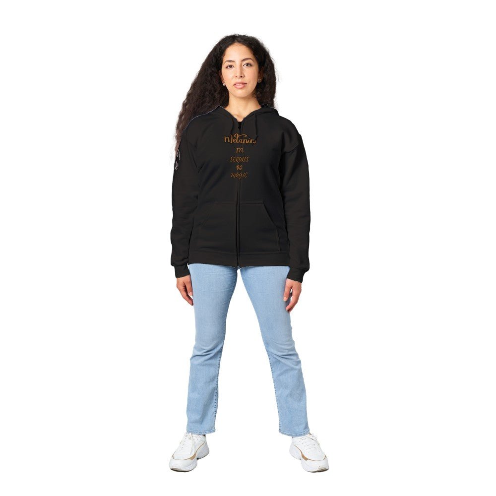 Melanin in Scrubs, Medical professional, Doctor, nurse, pharmacist, Tech, licensed specialist, Student, Classic Unisex Zip Hoodie - Mighty Lifestyle