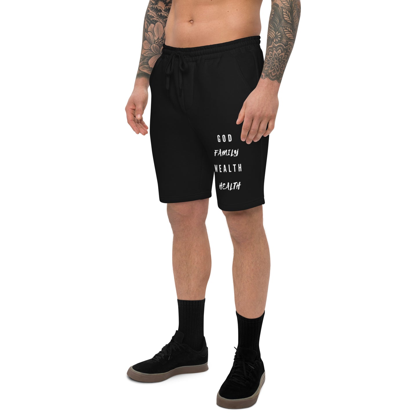 Mighty Lifestyle Fear God Not Man | Priorities| fleece shorts | Casual Christian shorts, Christian lounge shorts, Christian summer shorts, faith based casual shorts, scripture printed casual shorts, trendy Christian shorts, everyday Christian shorts