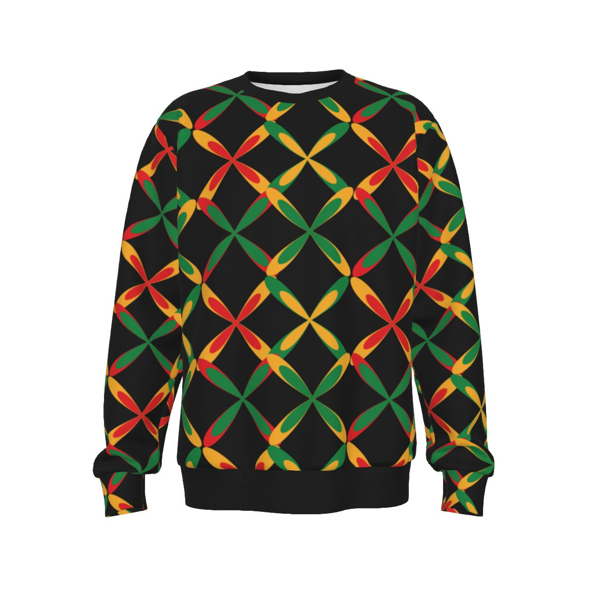 Printed Red Yellow Green Black Men's Sweater