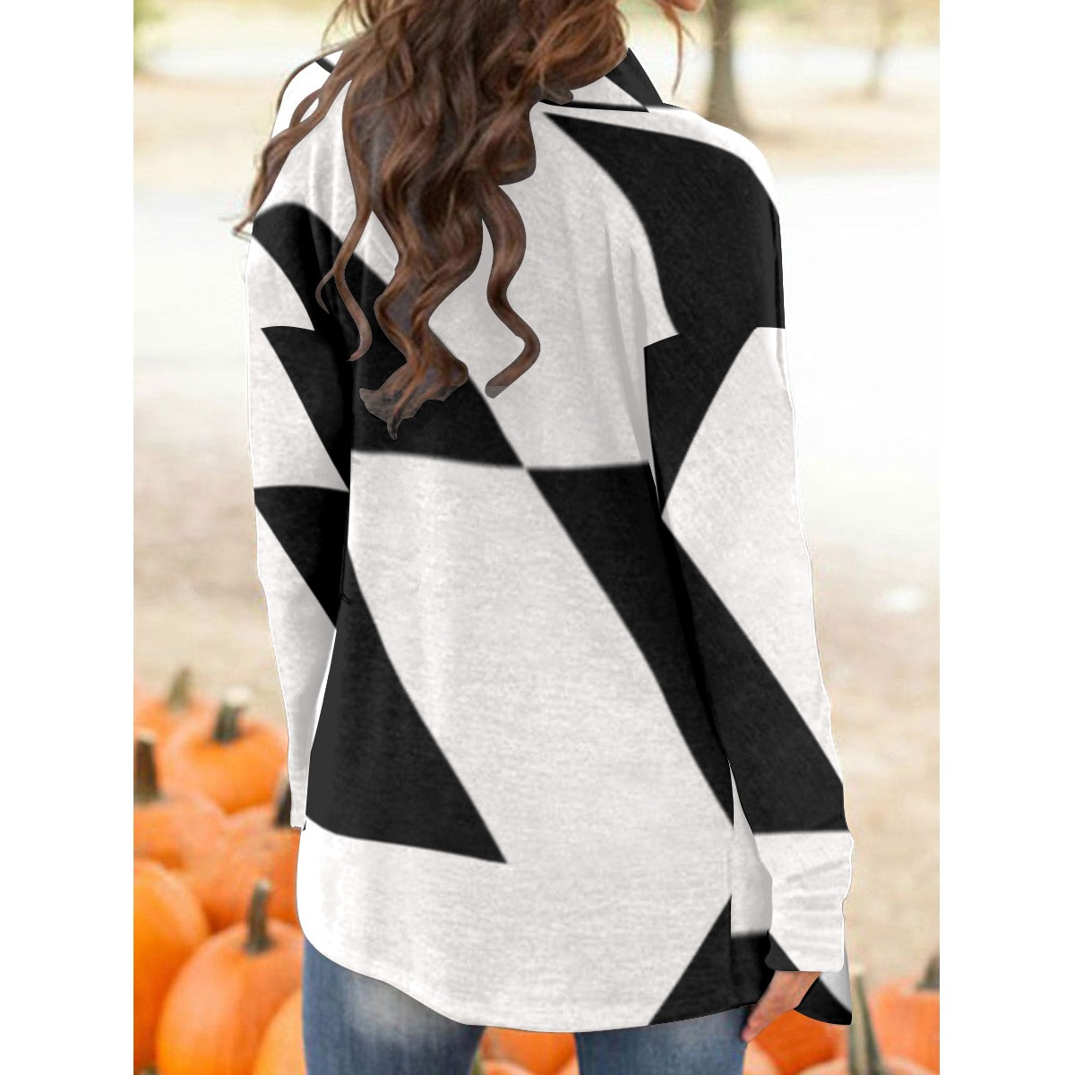 Zorro Black and White Women's Cardigan With Long Sleeve