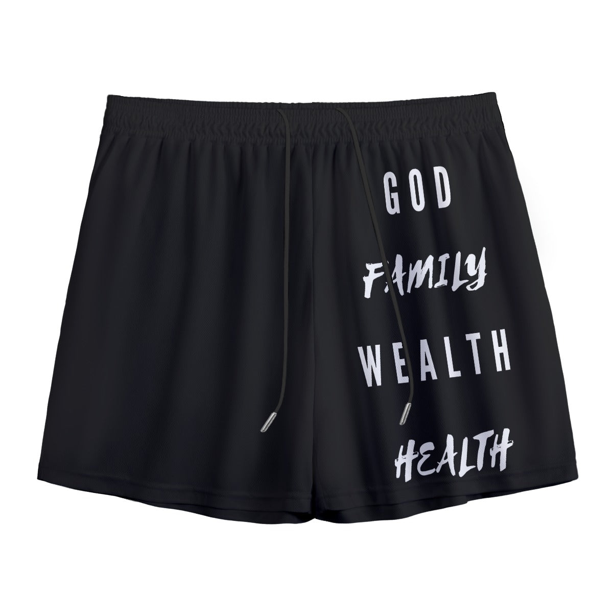 Mighty Lifestyle Mesh Shorts, God Family Wealth Health, Fear God Not Man Shorts