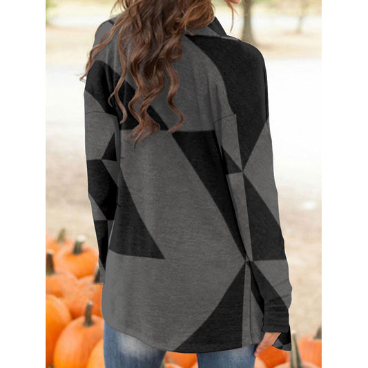 Zorro Gray and Black Women’s Long Sleeve Cardigan | Irregular Placket Open Front – Stylish Comfort Meets Everyday Elegance