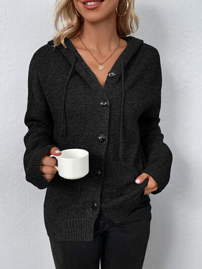 The Kadee Cardigan | Drawstring Button Up Hooded Cardigan