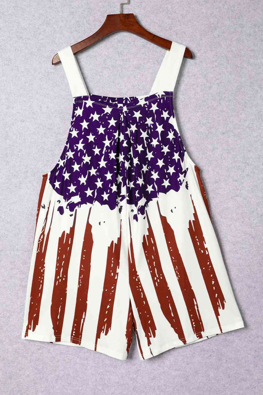 Pocketed Wide Strap Overall US Flag Patriot