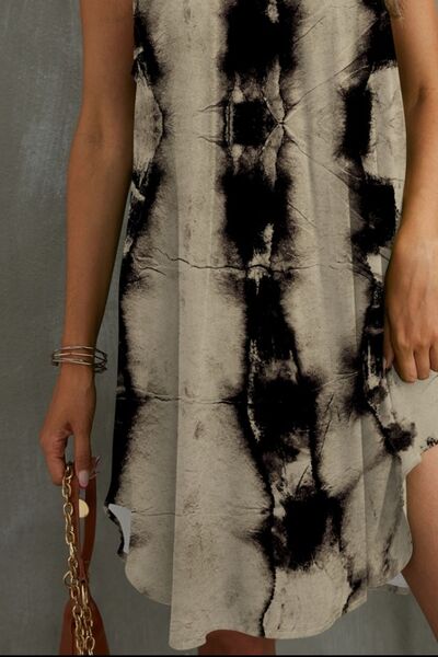 Tass Tie-Dye Grecian Neck Dress Neutral Color Dress Summer Dress for Blazer