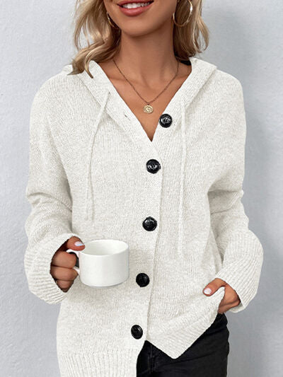 The Kadee Cardigan | Drawstring Button Up Hooded Cardigan