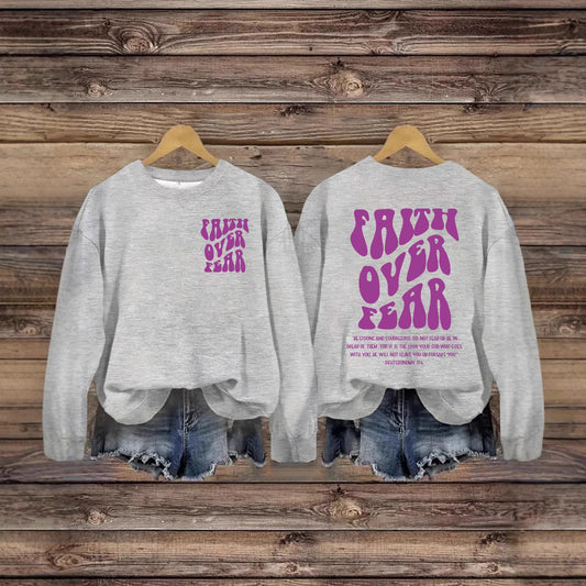 FAITH OVER FEAR Hoodie Long Sleeve Shirt – Christian Graphic Sweatshirt for Women | Faith-Based Comfort Top | Inspirational Jesus Apparel
FAITH OVER FEAR Printed Casual Round Neck Long Sleeve Hoodie Faith Based Shirt