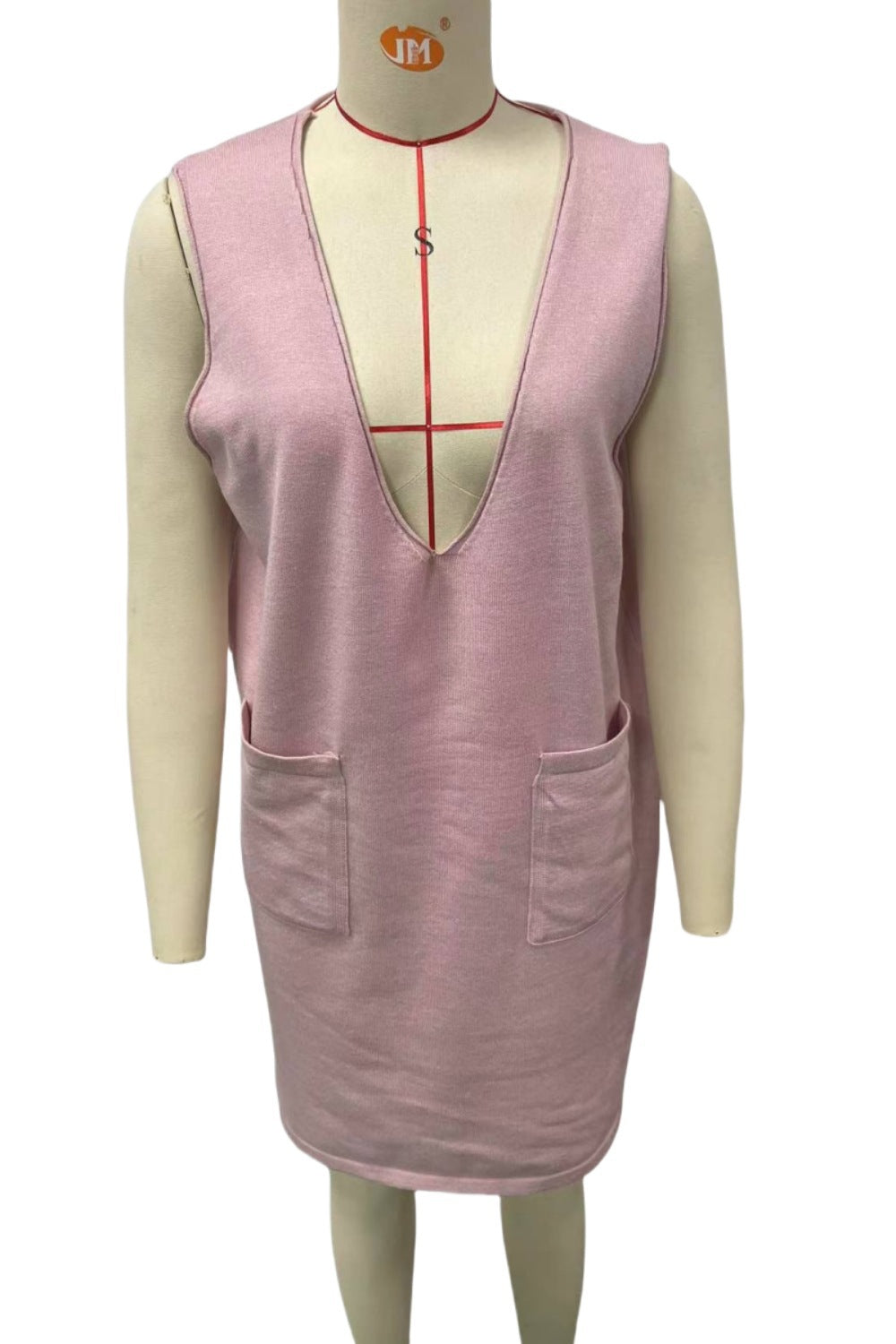 Knitted Medium Long Double Sided Vest Skirt Autumn/Winter  Solid Color Sleeveless Versatile Dress