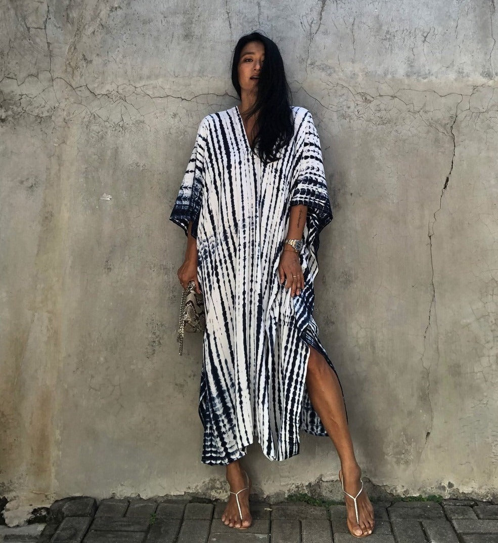 Mimi’s Mumu | Sexy MuMu House Dress Beach cover up halo dyed flower dress loose vacation beach robe