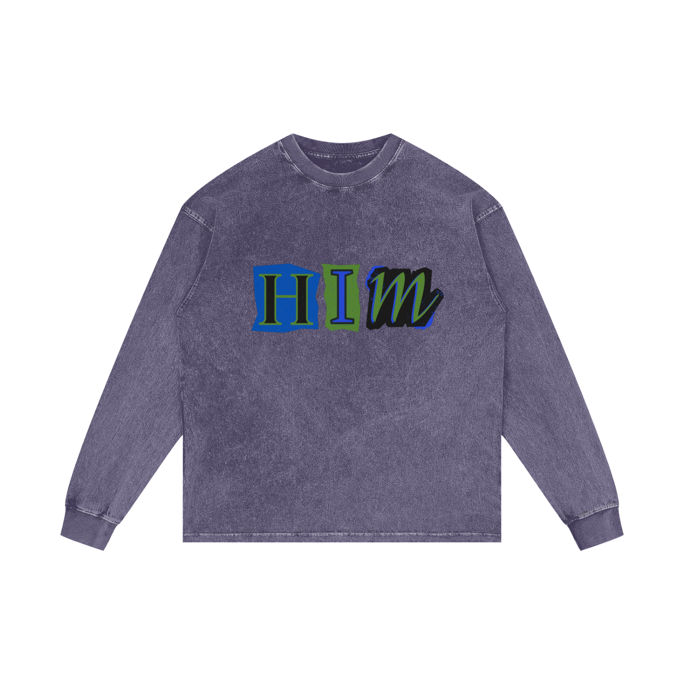 HIM Acid Wash Oversize Long Sleeve T-Shirt