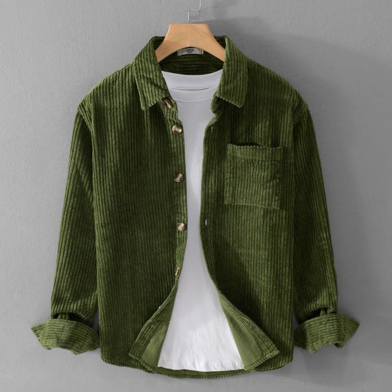Trendy Men’s Corduroy Jacket Autumn and winter men's corduroy long sleeved shirt, simple, casual, trendy, retro, handsome men's shirt
