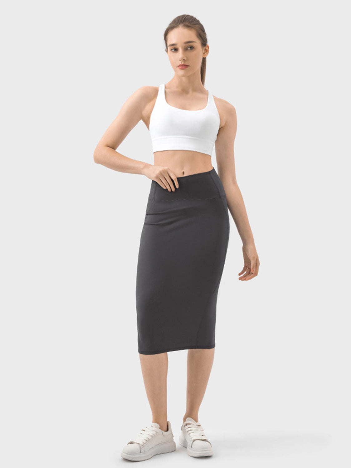 Sonya Slit Wrap Active Skirt | Work Skirt | Casual Comfortable Skirt | Pencil Skirt