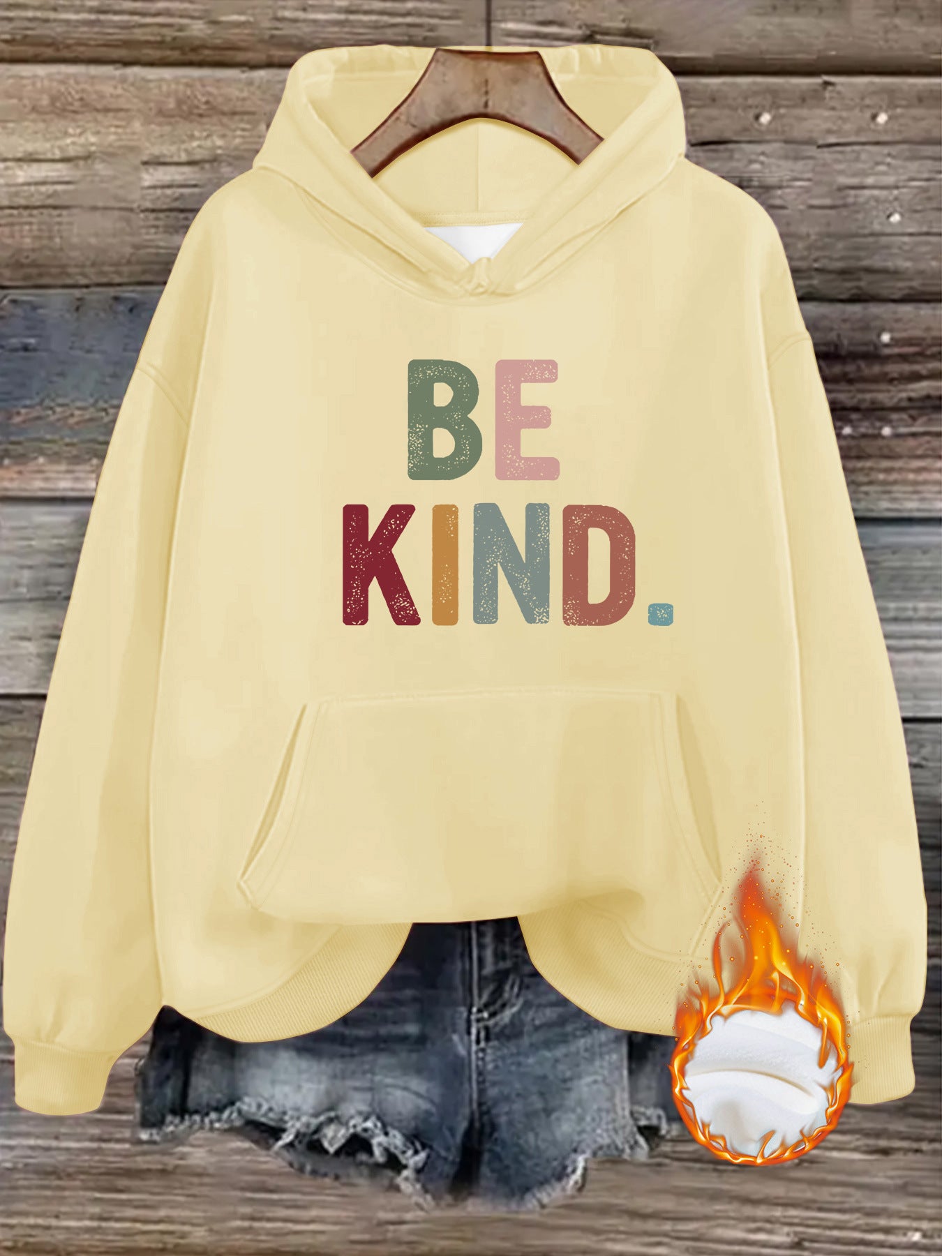 Be Kind Hoodie – Inspirational Kindness Hoodie for Women | Cozy Fleece Streetwear Pullover with Lantern Sleeves & Kangaroo Pocket | Mid-Length Casual Hoodie in Multiple Colors (S–XXL)