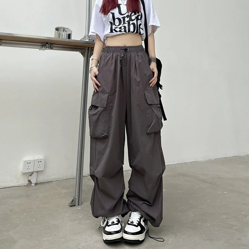 Lilith Trendy Baggy Streetwear Hip Hop Cargo Pants for Women – Oversized Summer Trousers with Pockets | Korean High Waist Baggy Streetwear Hip Hop Cargo Pants Women Fashion Pockets Oversize Loose Trousers Summer Boyfriend High Waist Wide Leg Pants