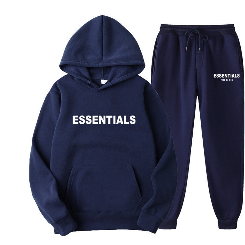 TikTok Viral Essentials-Style Hoodie Set – Oversized Streetwear Sweatsuit for Men & Women | High-Quality Pullover + Sweatpants Tracksuit ESSENTIALS couple suit sweatshirt men and women double line high street fashion brand autumn and winter two-piece suit
